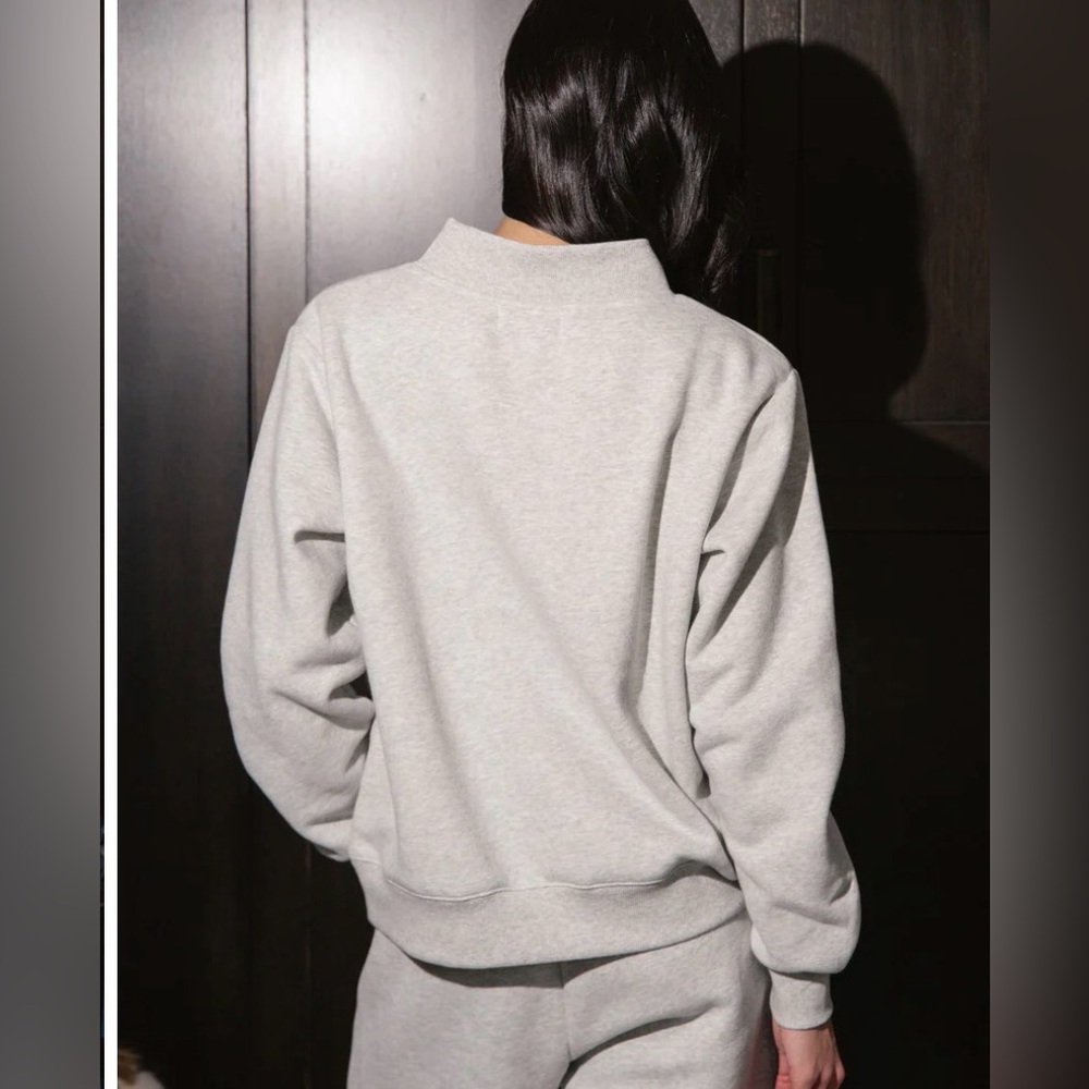 Parke Varsity Fleece Lined Mock Neck Sweatshirt Metallic/White - L/XL - Picture 4 of 13